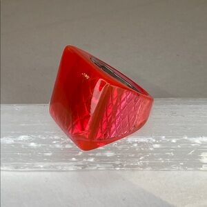 Vintage 1960's Red Orange Translucent Lucite Sz 8 Ring